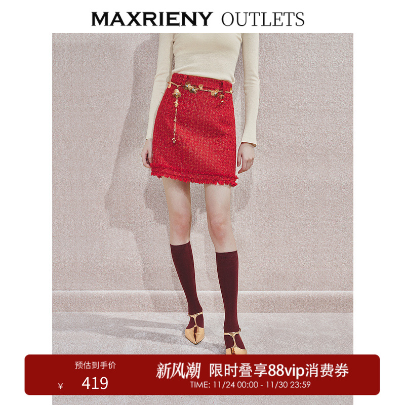 修身复古	织带装饰	复古红色