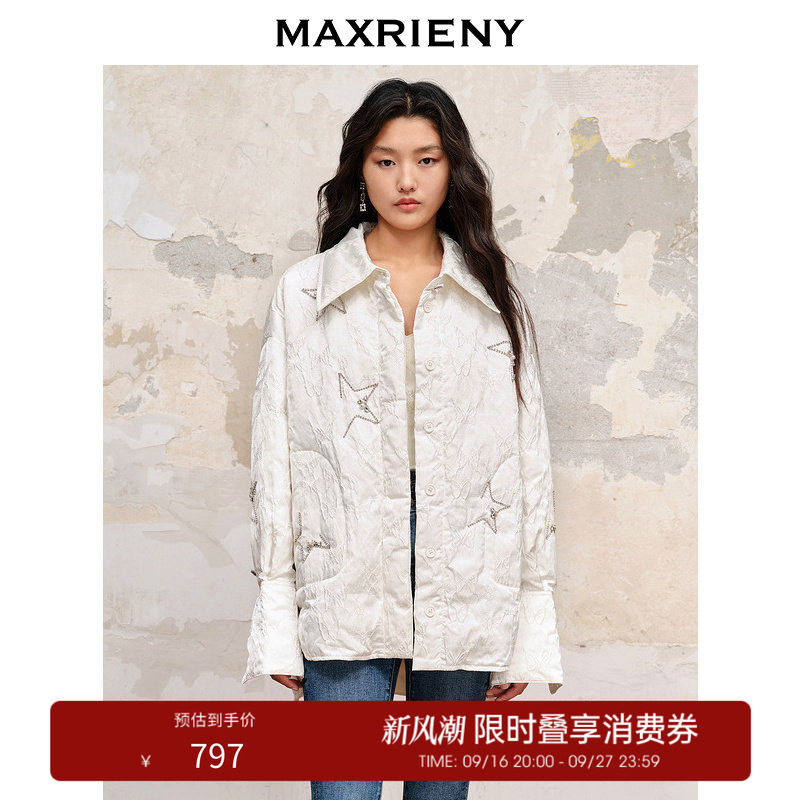【奥莱】MAXRIENY肌理感星星钉珠新颖衬衫式羽绒服外套图片