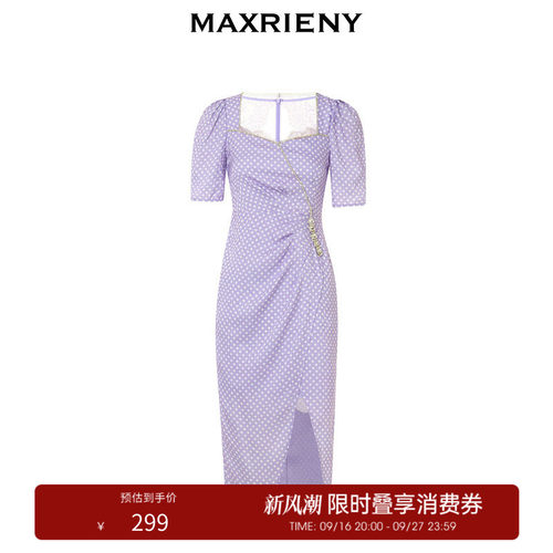 复古波点连衣裙，抽褶设计修饰身形