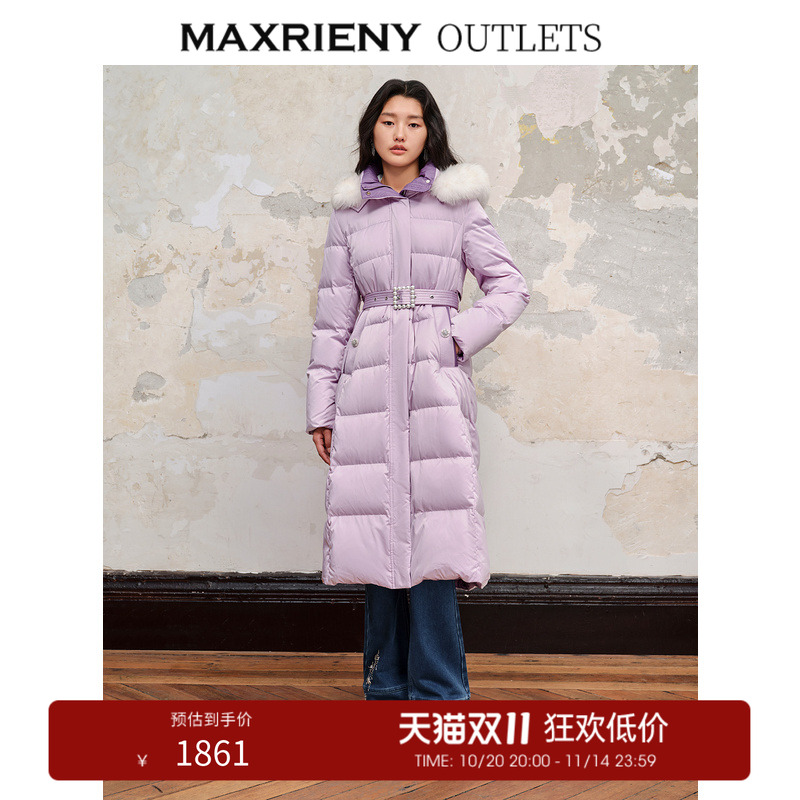 可内抽绳收腰、合体收腰中长羽绒服