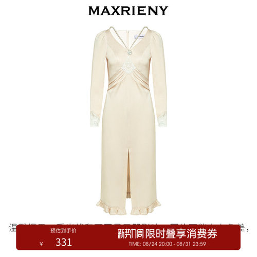 复古连衣裙，开衩设计