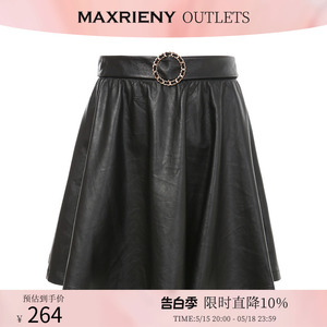 【奥莱】MAXRIENY复古PU皮短裙冬季俏皮A字半身短裙