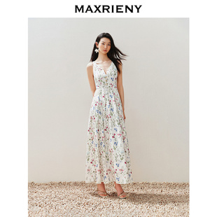 奥莱 MAXRIENY城市度假风绑带深v连衣裙露背裙子