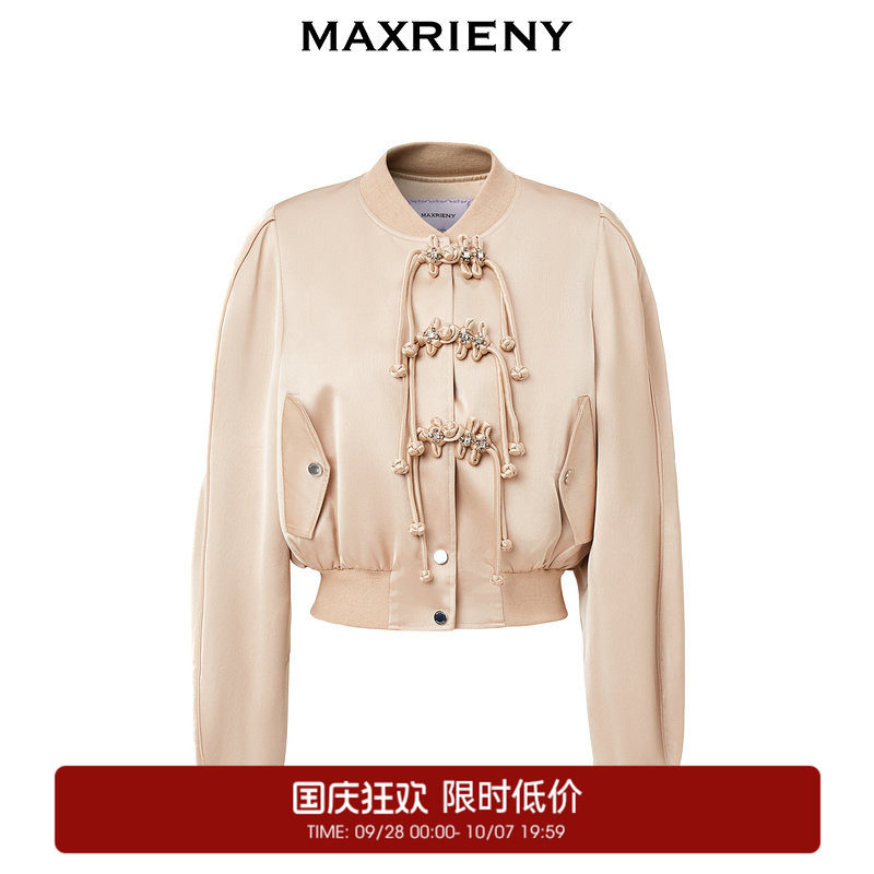 【奥莱】MAXRIENY新中式缎面棒球服短外套女图片