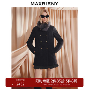【3件8折】MAXRIENY格雷系羽绒服狐狸毛领羊毛双面呢外套女