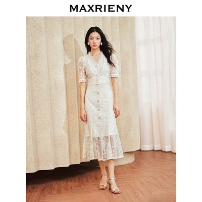 【奥莱】MAXRIENY欧式复古宫廷连衣裙鎏金鱼尾裙裙子