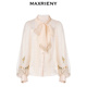商场同款 MAXRIENY春季 宫廷感绣花蝴蝶结上衣 奥莱
