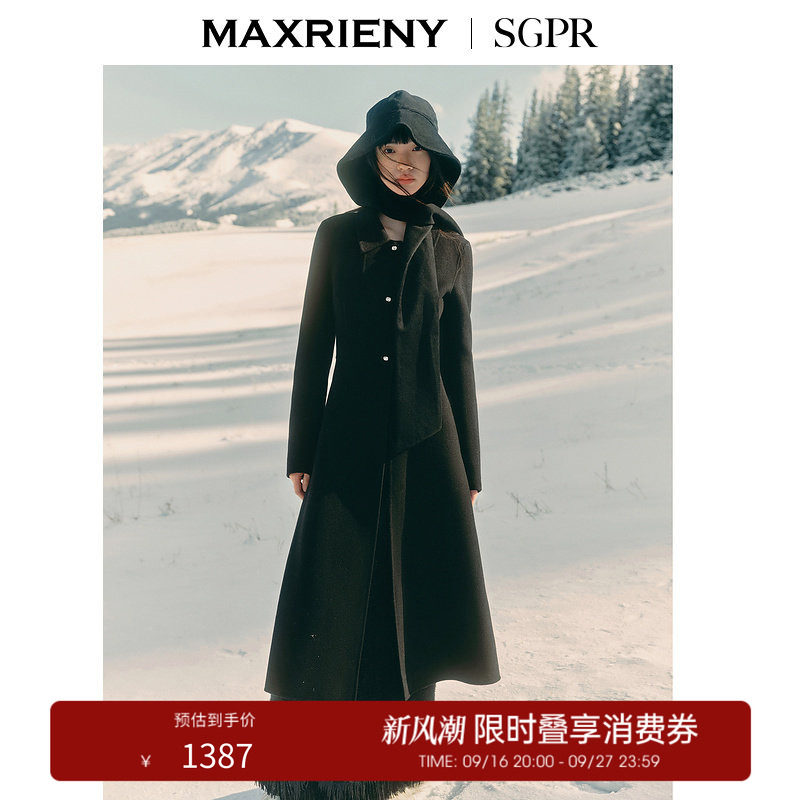 【奥莱】MAXRIENY极简赫本风羊毛大衣中长款外套图片