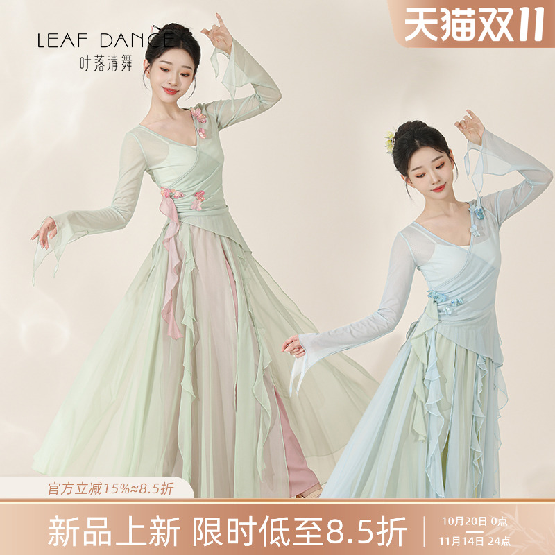 叶落清舞身韵花朵纱衣古典舞服