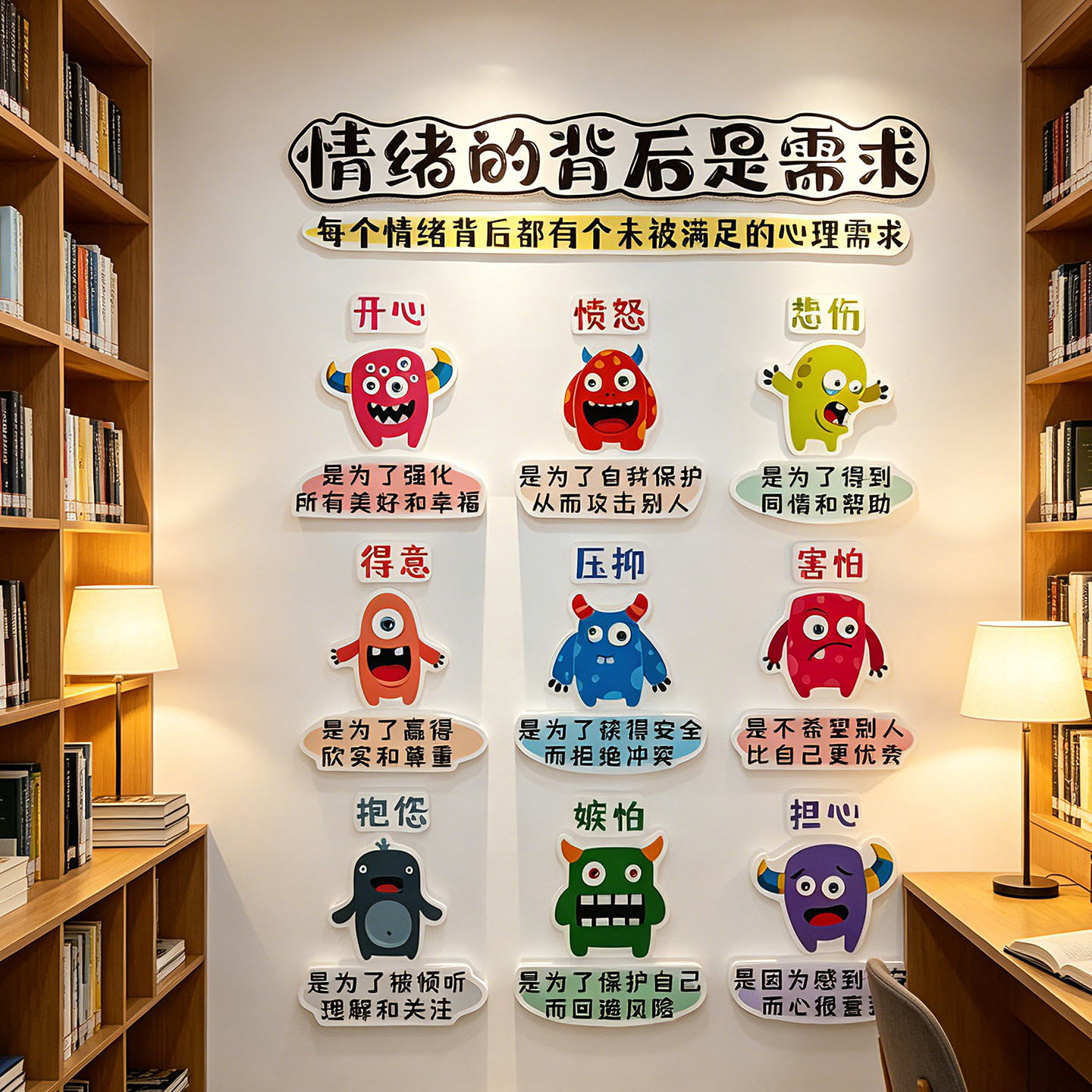 心理咨询室3D立体情绪管理墙贴
