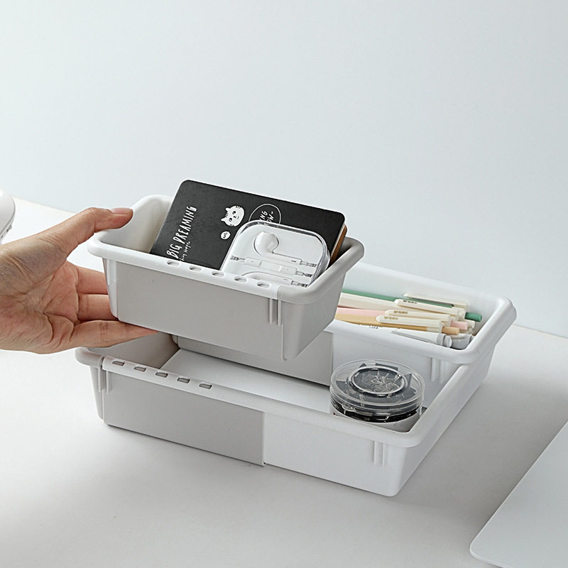 桌面伸缩收纳盒 抽屉式书桌收纳盒办公室生活用品整理盒厂家