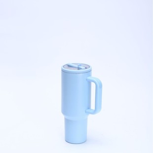 40oz汽车杯316不锈钢防双层冰霸杯 防漏折叠吸管盖直饮手柄杯SD15