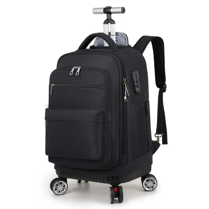 拉杆商务背包万向轮密码锁旅行包大容量耐磨防泼水牛津布双肩hb17