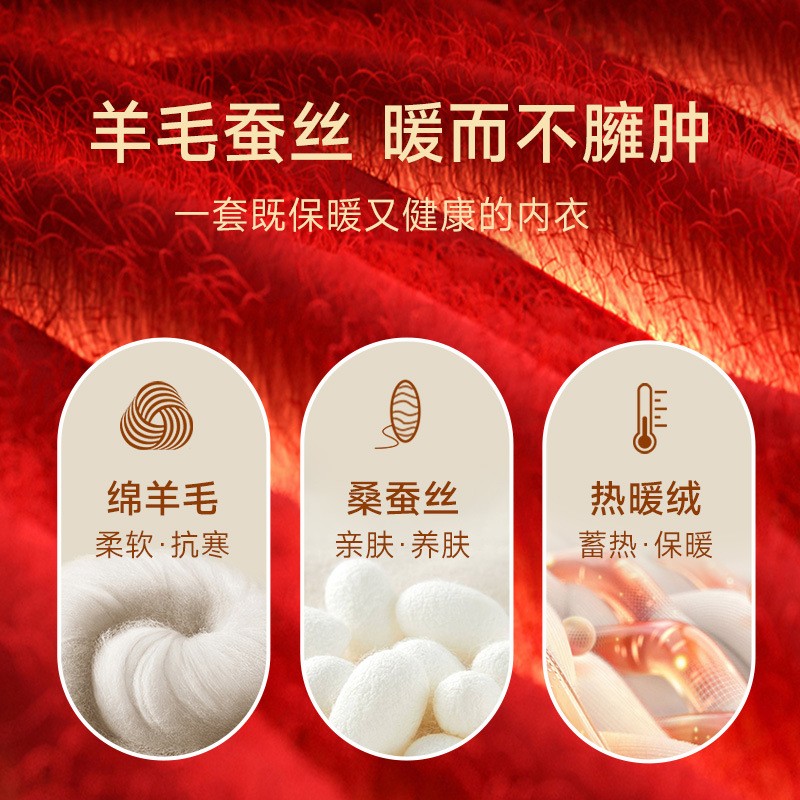 本命年保暖内衣套装女士2025蛇年中老年大红色秋衣秋裤妈妈装a753