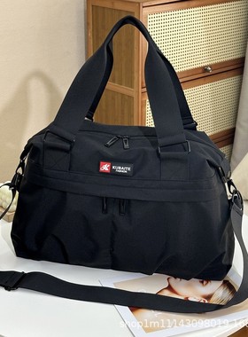 格纹褶皱旅行包男女单肩斜跨包潮流运动健身包出行收纳包hb74