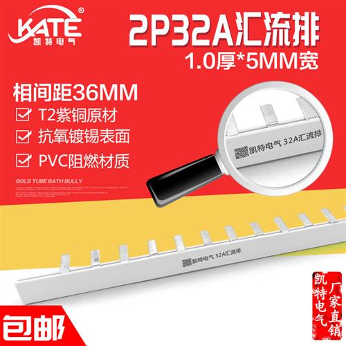 2P32A汇流排 紫铜1.0*5 DZ47空开连接排 C45断路器接线排KT002