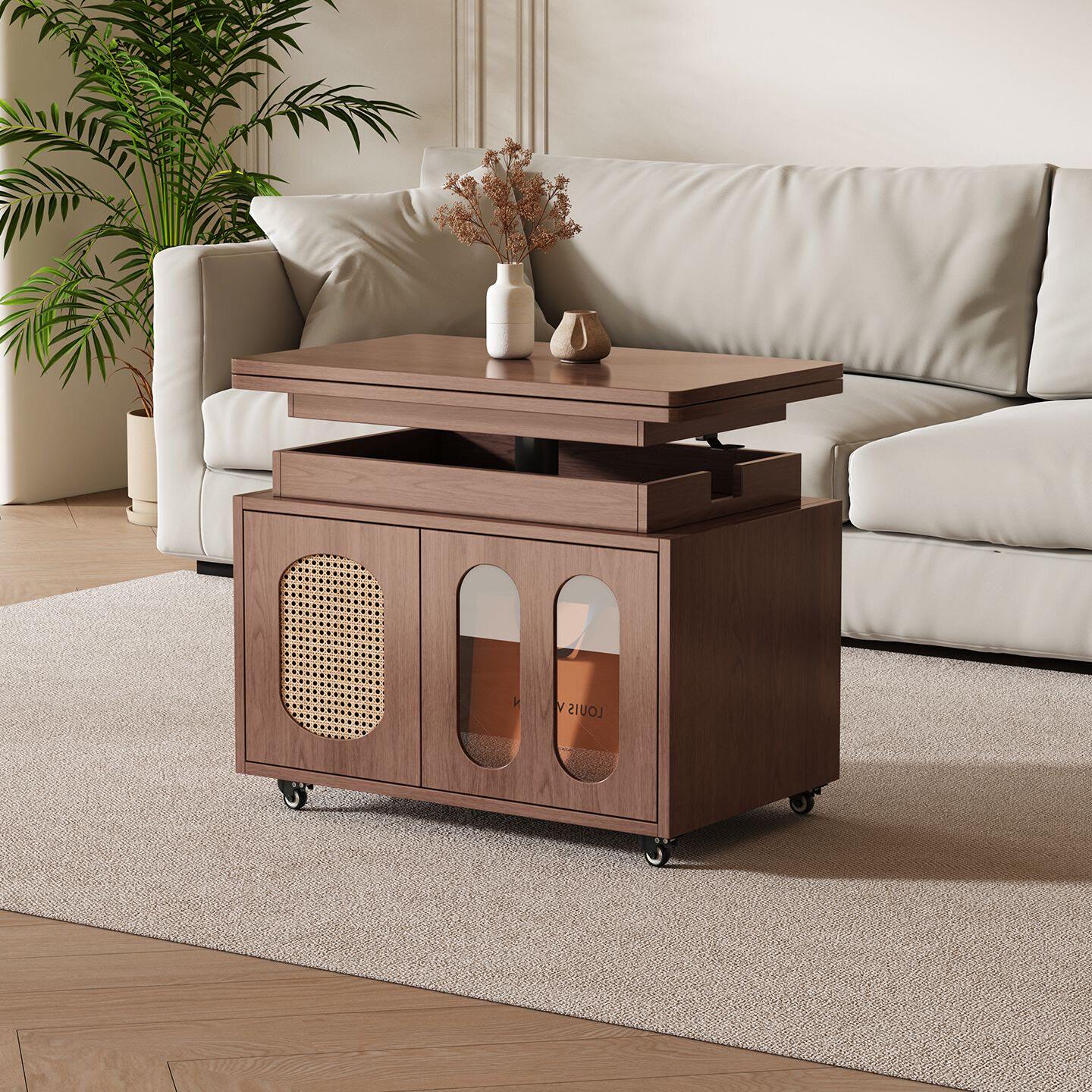 实木茶几可移动侧边几带轮储物推车客厅沙发边柜收纳储物新款2026