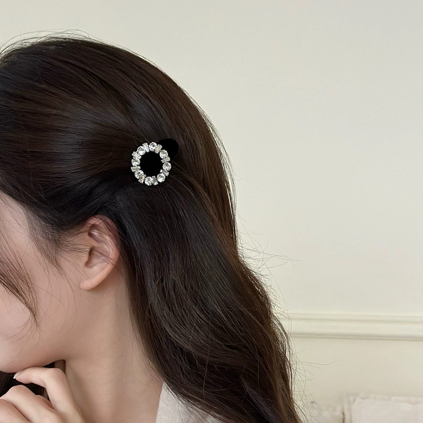 秋冬复古气质小众黑色丝绒水钻侧边刘海发夹头饰鸭嘴夹子发卡对夹,饰品/流行首饰/时尚饰品新,民族风发饰,淘宝优惠券,粉丝福利购,淘宝优惠卷