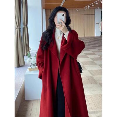 高端红色双面羊绒女式秋