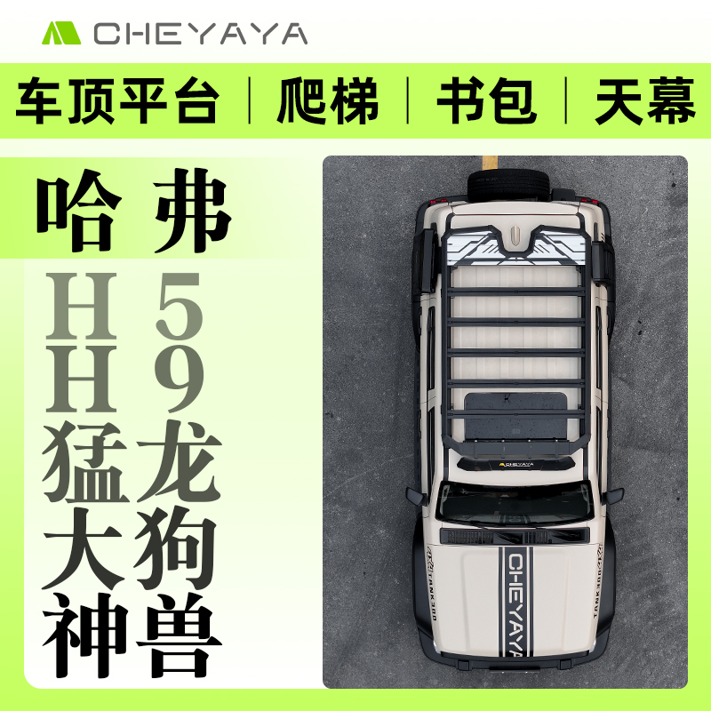 哈弗大狗猛龙h5h9车顶平台拓展平台行李架侧书包边帐天幕机甲爬梯