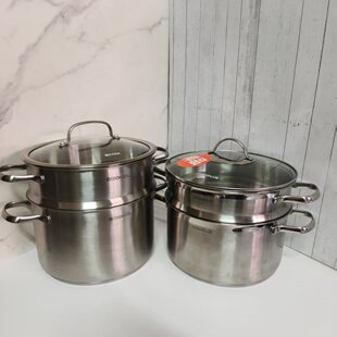 乐扣乐扣24CM蒸锅304不锈钢汤锅 双层加厚蒸笼锅具电磁炉燃气通用