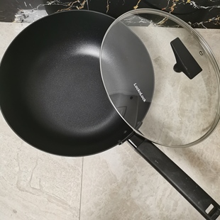 乐扣乐扣炒锅易清洗30cm炒锅电磁炉通用平底锅炒锅 不易生锈正品