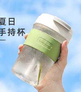 乐扣乐扣玻璃杯女吸管杯便携耐热杯子家用喝水杯简约咖啡杯随行杯