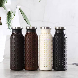 微瑕疵乐扣乐扣水杯直筒编织款 玻璃杯防烫茶杯学生上班族便携杯子