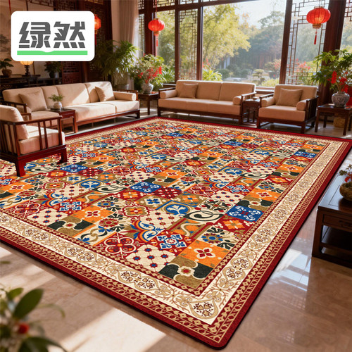 锦绣繁华入户门玄关客厅地垫沙发茶几大门口轻奢高级防滑吸水地毯