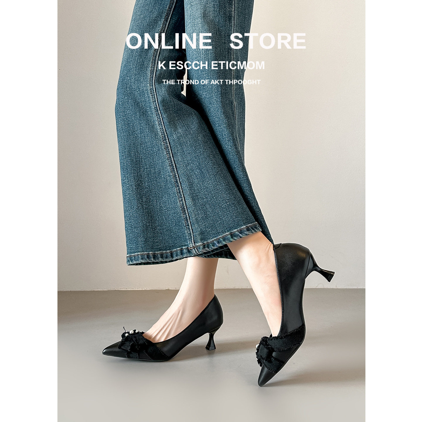 羊皮版~法式蝴蝶结优雅气质显瘦百搭高跟鞋女舒适不累脚玛丽珍鞋