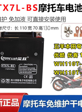 适用五洋本 田弯刀 优酷 优客110 WH110T-5-3-2A踏板摩托车电瓶