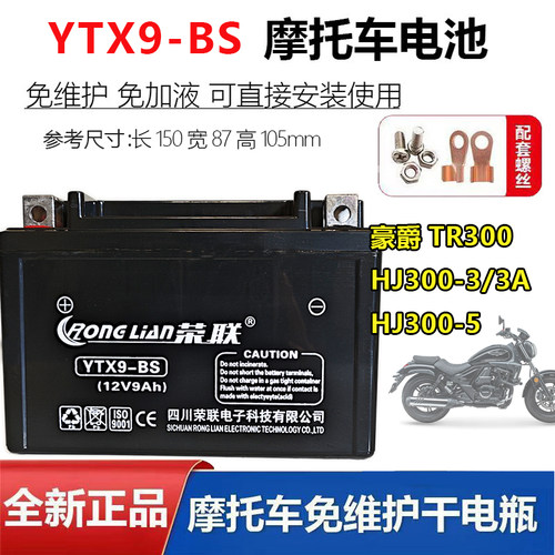 豪爵TR300/HJ300-3/3A/5电瓶