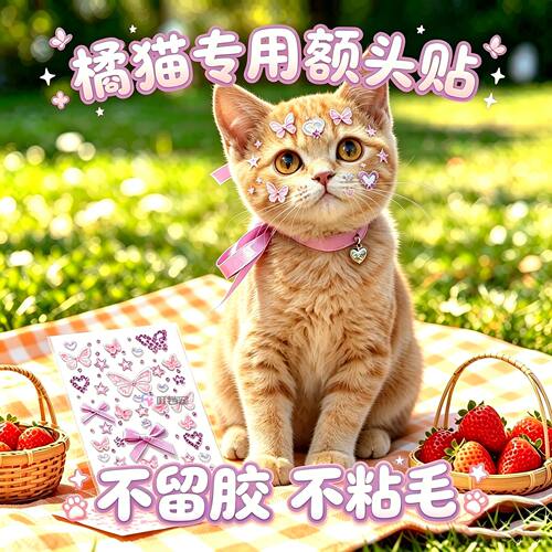 橘猫专用猫咪额头贴小猫贴纸猫配饰贴花宠物脸上贴画水晶钻装饰品