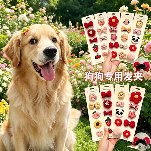 金毛专用狗狗发夹头饰不掉大型犬配饰装饰品宠物迷你夹子卡子发饰