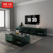 简约现代亚克力电视柜定制渐变色落地柜意式 轻奢影视柜样板房柜子