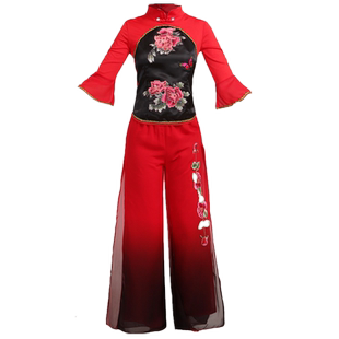 新款古典舞飘逸舞蹈服艺考女民族风秧歌服扇子舞广场舞演出服套装
