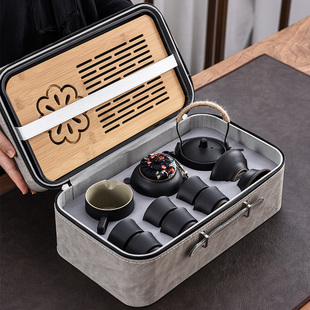 户外旅行茶具小套装 包茶杯户外茶盘 家用简约泡茶壶日式 功夫便携式