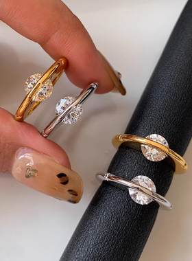 爆闪锆石星球食指戒指指环