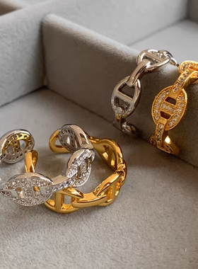 高级感开口食指猪鼻子戒指