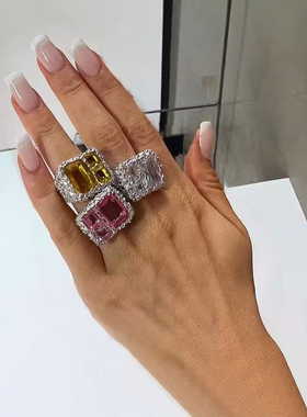 法式轻奢彩色宝石戒指指环