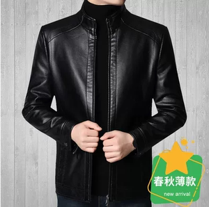 正宗2023新款男士皮衣外套中老年男装冬季加绒加厚爸爸装皮夹克