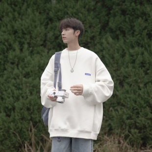 外套上衣 ins情侣款 E2023秋冬加绒男士 卫衣圆领宽松百搭套头衫