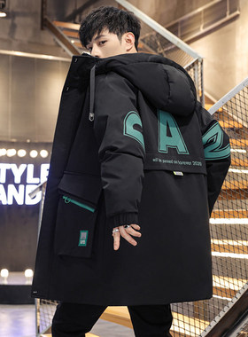 青少年冬季中长款棉衣男士外套加厚羽绒棉服初中高中学生棉袄冬装