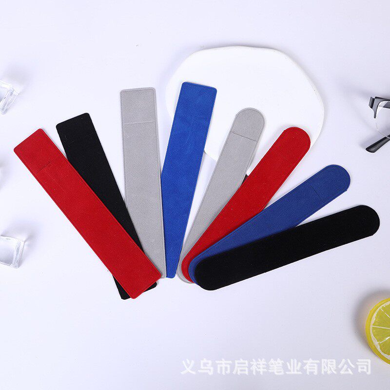 现货黑色电压单面绒布袋可定植绒绒布笔袋透明磨砂款笔袋