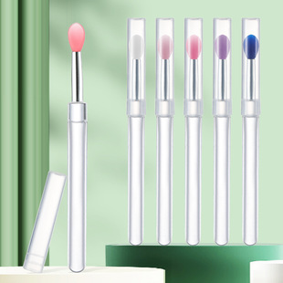 防尘带盖硅胶唇膜刷口红刷亮片眼影刷多功能刷子美妆硅胶刷头