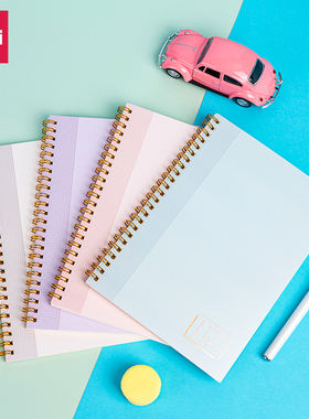 得力螺旋本LA560软抄本A5记事本60页学生线圈本简约软面抄通用