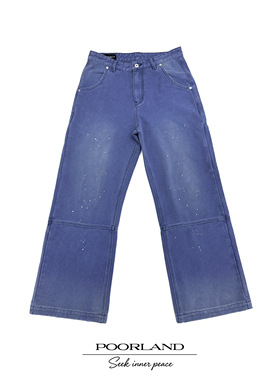 [蓝紫法工裤]b11版型水洗泼墨宽松直筒伐木工装裤PoorlandNZ1121