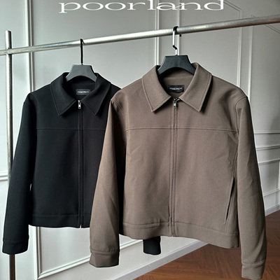 【马德里咖夹克】TR复古正肩巴恩风秋冬夹克外套poorland珀兰K02