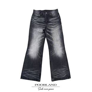 [元济苍刃15.1oz]薛金杨水洗猫须656黑灰牛仔裤PoorlandDN1205