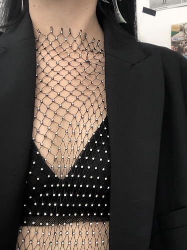 新款烫钻无袖背心女夜店蹦迪小众